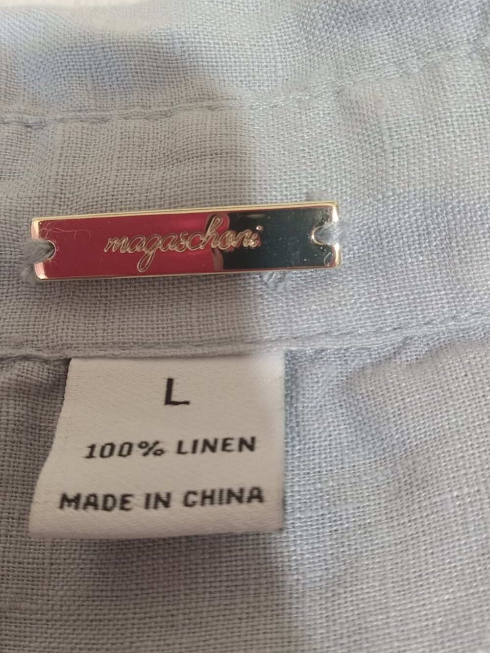 Magaschoni Linen Lagenlook Top Blue Oversized Tunic Womens L - Picture 8 of 12